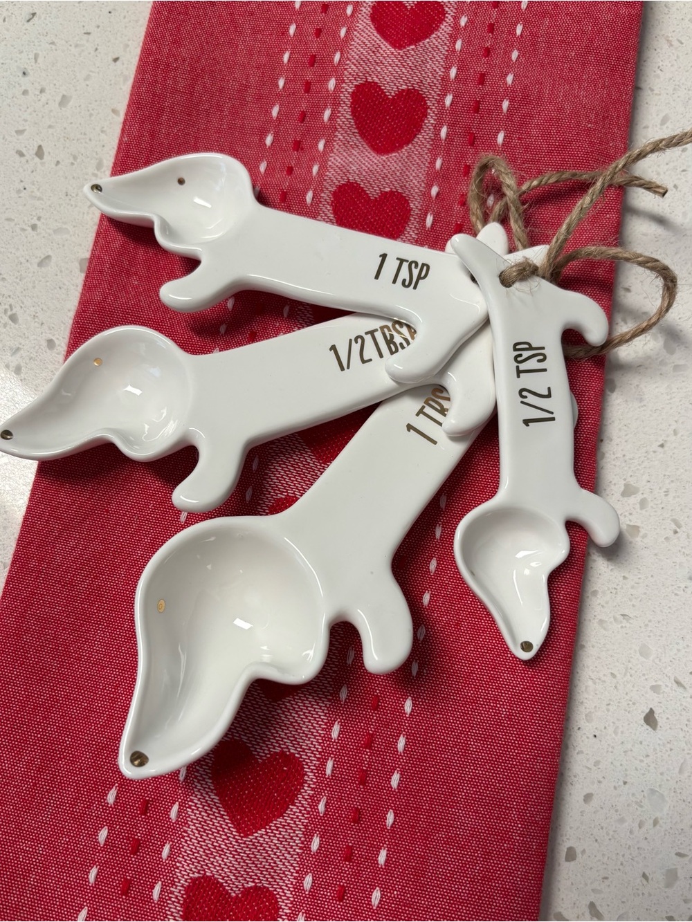 Dachshund Ceramic 4 piece Measuring Spoon Set - White - Picture 2 of 6